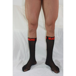 Macho - Chaussettes Fines Taille Unique Noir/Rouge